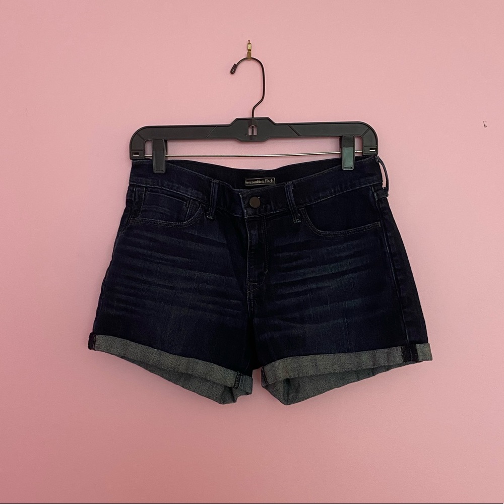 Abercrombie High Rise Midi Denim Short